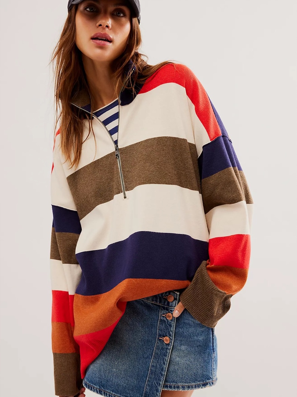 Free People $148 Coastal Stripe Pullover - Size XL